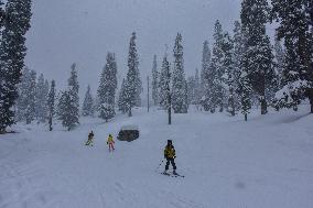 Kashmir: Heavy Snowfall In Ski Resort Gulmarg