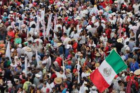 Claudia Sheinbaum, Candidate For The Presidency Of Mexico For The MORENA Party, Begins Her Campaign In The Zócalo Of Mexico City