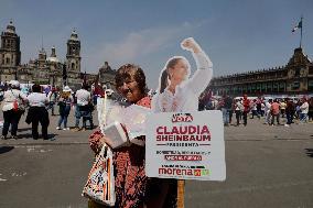 Claudia Sheinbaum, Candidate For The Presidency Of Mexico For The MORENA Party, Begins Her Campaign In The Zócalo Of Mexico City
