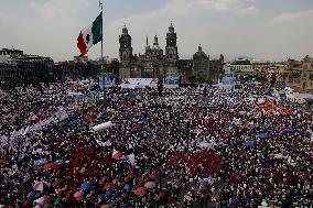 Claudia Sheinbaum, Candidate For The Presidency Of Mexico For The MORENA Party, Begins Her Campaign In The Zócalo Of Mexico City