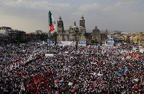 Claudia Sheinbaum, Candidate For The Presidency Of Mexico For The MORENA Party, Begins Her Campaign In The Zócalo Of Mexico City