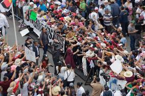 Claudia Sheinbaum, Candidate For The Presidency Of Mexico For The MORENA Party, Begins Her Campaign In The Zócalo Of Mexico City