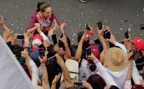 Claudia Sheinbaum, Candidate For The Presidency Of Mexico For The MORENA Party, Begins Her Campaign In The Zócalo Of Mexico City