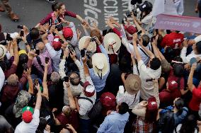 Claudia Sheinbaum, Candidate For The Presidency Of Mexico For The MORENA Party, Begins Her Campaign In The Zócalo Of Mexico City