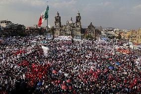 Claudia Sheinbaum, Candidate For The Presidency Of Mexico For The MORENA Party, Begins Her Campaign In The Zócalo Of Mexico City