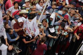 Claudia Sheinbaum, Candidate For The Presidency Of Mexico For The MORENA Party, Begins Her Campaign In The Zócalo Of Mexico City