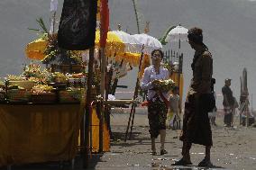 Indonesian Hindus Hold A Melasti Ritual Ceremony