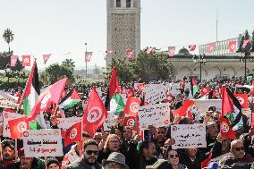 Major Trade Union Rally In Tunis