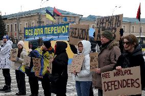 Rally in support of captive Azovstal defenders in Kharkiv