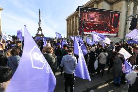 People Gather In Paris During The Anchor Of Abortion In The French Constitution