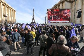 People Gather In Paris During The Anchor Of Abortion In The French Constitution