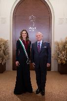 King Of Jordan Besows Grand Cordon On Queen Rania - Amman