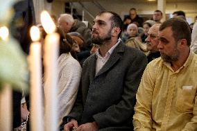 Memorial service for mother and 4mo baby killed in March 2 Russian drone attack on Odesa