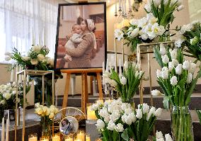 Memorial service for mother and 4mo baby killed in March 2 Russian drone attack on Odesa