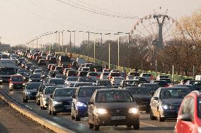 Traffic Jam During The Cologne Local Transit On Strike