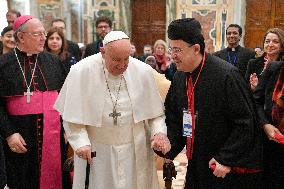 Pope Francis Hold Audiences - Vatican on March 7, 2024. Photo by  by Vatican Media/Catholic Press Photos/IPA/ABACAPRESS.COM