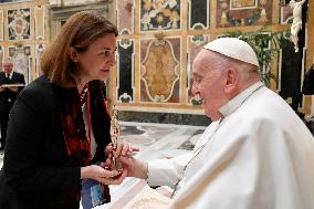 Pope Francis Hold Audiences - Vatican on March 7, 2024. Photo by  by Vatican Media/Catholic Press Photos/IPA/ABACAPRESS.COM