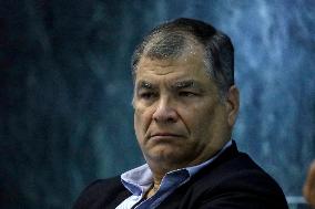 Rafael Correa Former President Of Ecuador Visits Mexico