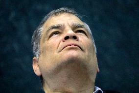 Rafael Correa Former President Of Ecuador Visits Mexico