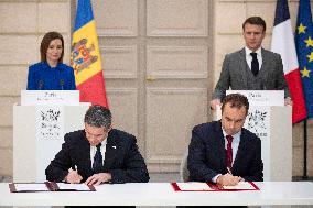 President Macron And Moldova's President Sandu Press Conference - Paris