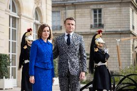 President Macron And Moldova's President Sandu Press Conference - Paris
