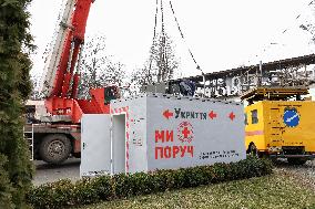 Modular bomb shelter installed at tram stop in Odesa