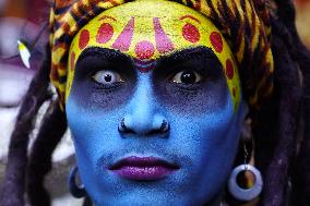Hindu Performer Preparing For "Maha Shivratri" Celebration - India