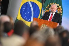 Brazil's President Luiz Inácio Lula Da Silva Presents The Results Of The New PAC Selections