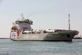 TÜRKIYE-MERSIN-CARGO SHIP-GAZA-HUMANITARIAN AID