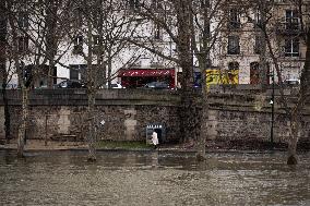 Floods In The River Seine Banks In Paris