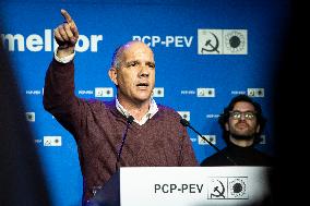 Paulo Raimundo Speaks At A Rally In Porto