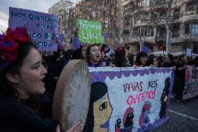 Demonstration On International Women's Day In Barcelona.