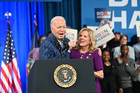 President Joe Biden Delivers Remarks At Campaign Event At Strath Haven Middle School