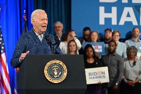 President Joe Biden Delivers Remarks At Campaign Event At Strath Haven Middle School
