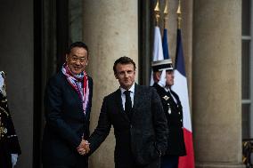 President Macron Receives The Prime Minister Of Thailand At The Elysee Palace