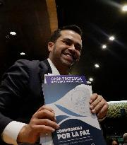 Jorge Álvarez Máynez, Candidate For The Presidency Of Mexico For The Citizen Movement Party, Signing The National Commitment For