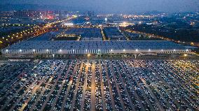 New energy vehicles are parked at the Changan Automobile Distribution Center in Chongqing