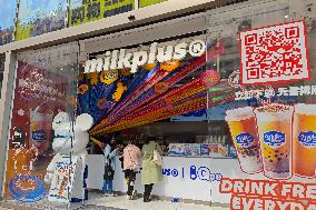 A Milk Plus Tea Shop in Shanghai