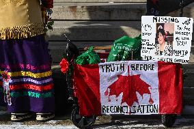 Indigenous Women Protest In Edmonton On International Women's Day