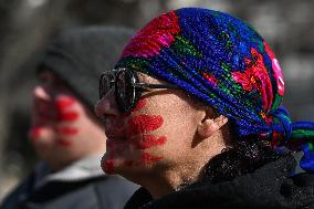 Indigenous Women Protest In Edmonton On International Women's Day