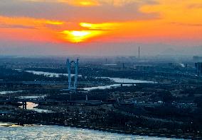 Daheihe River Sunset Scenery in Hohhot