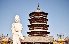 Buddha Palace Temple Shakya Pagoda in Shanxi