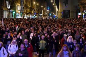 Protestors Gather In Budapest On The Anniversary Of The 1848/49 Hungarian Revolution - Gergely Karacsony