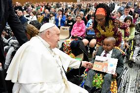 Pope Francis' Audience With The Staff Of The Vatican Pediatric Hospital