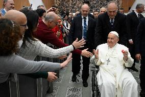 Pope Francis' Audience With The Staff Of The Vatican Pediatric Hospital