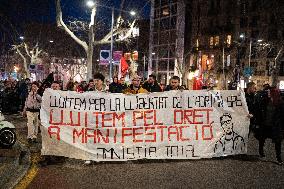 Demonstration In Barcelona In Solidarity With Adrian Sas, Accused Of El Procés.