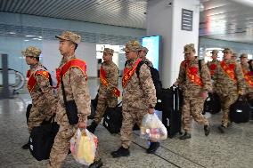 New Recruits Go to Military Camp in Fuyang