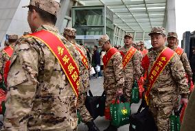 New Recruits Go to Military Camp in Fuyang