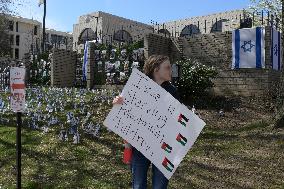 Palestinian And Israel Activists Hold A Gaza-Israel War Demonstration.