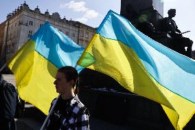 Ukrainians Demonstrate In Poland